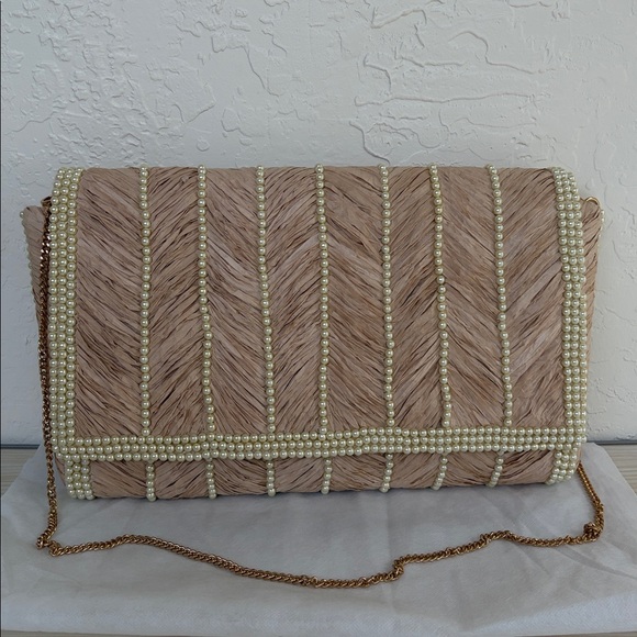 Anthropologie Rafia- Pearl Embellished Clutch - Picture 3 of 8